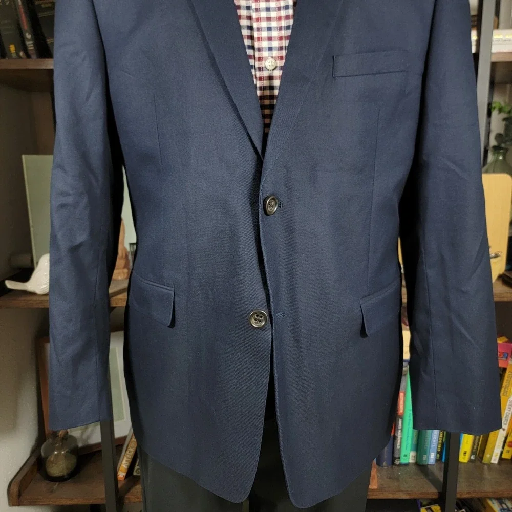 US POLO ASSN Men's Sport Coat Blazer‎ Two Button Navy Blue 100% Cotton Size 44R